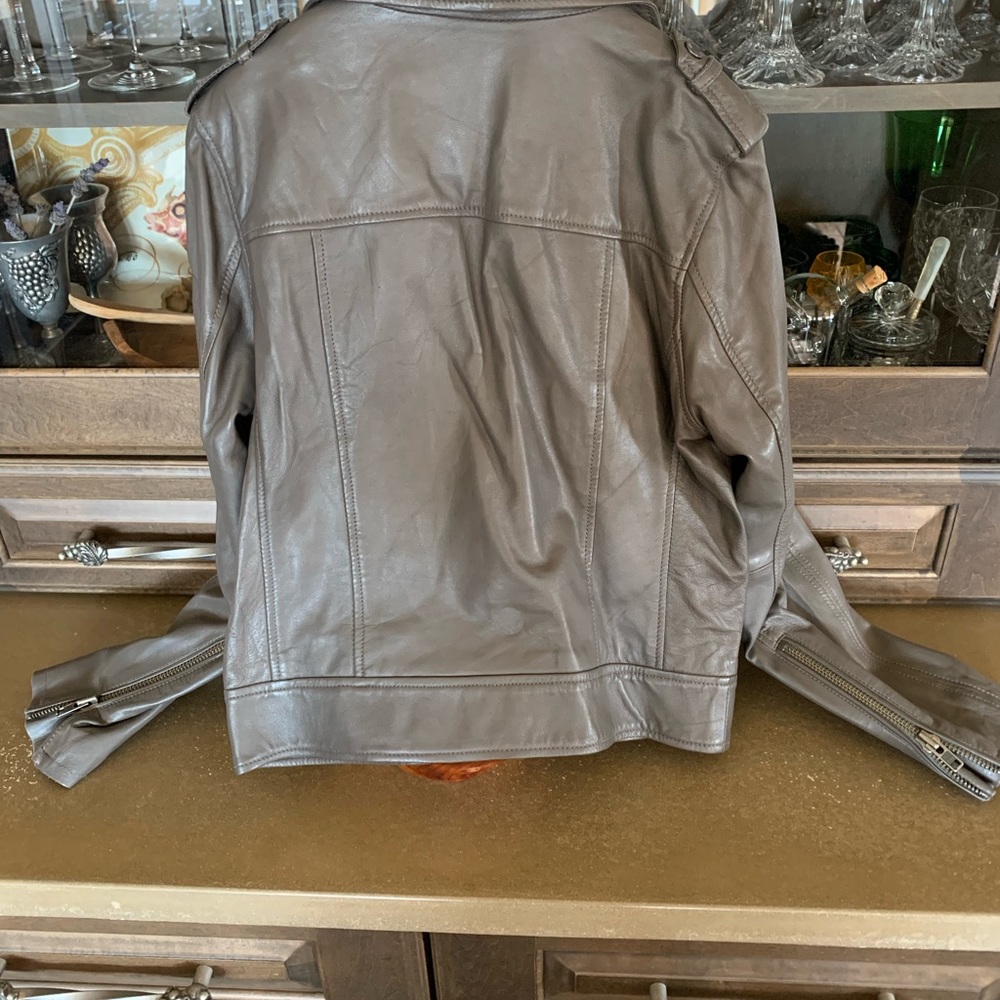 Soft Leather Gray Motorcycle Jacket - image 2